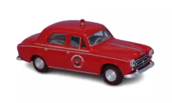Voiture Peugeot 403 8cv sapeurs pompiers de Paris 1959 rouge SAI 6223 - HO 1/87
