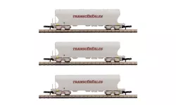 Set 3 wagons céréaliers TRANSCEREALES marron AZAR MODELS W01-TM3 - Z 1/220 - SNCF