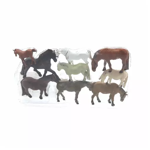 Lot de 9 chevaux et poneys de diverses races SAI 352 - HO : 1/87