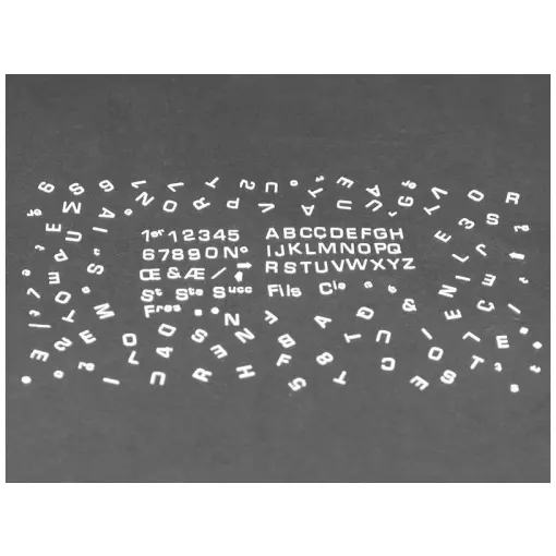 Lettres blanches en relief à peindre (petites tailles) - Régions et Compagnies MAT030 - HO 1/87 