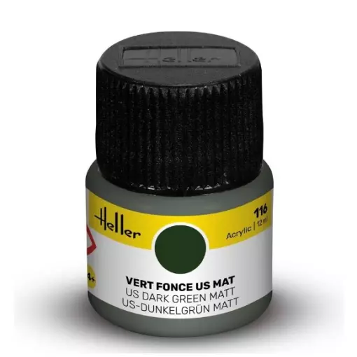 Peinture Acrylique 116 - Vert Foncé US Mat - Heller 9116 - 12ML