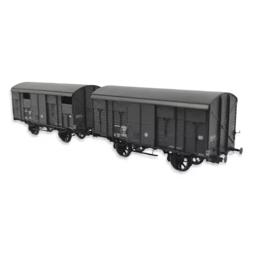 Set 2 ex-gedeckte Waggons 20T PLM REE Modelle WB737 - HO 1/87 - SNCF - EP III