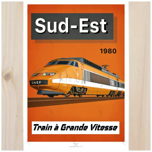 Affiche TGV Sud-Est - 800ton 8TSUDEST - A2 42,0 x 59,4 cm - 1980