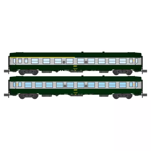 Set of 2 UIC A4B5 & B10 passenger coaches - REE Models NW260 - N 1/160 - SNCF - EP IV