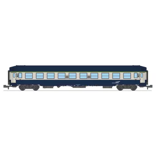 Voiture couchettes UIC B9c9x, toit haut, livrée TEN, logo "casquette" - Ree Modèles NW355 - N 1/160 - SNCF - Ep V-VI - 2R