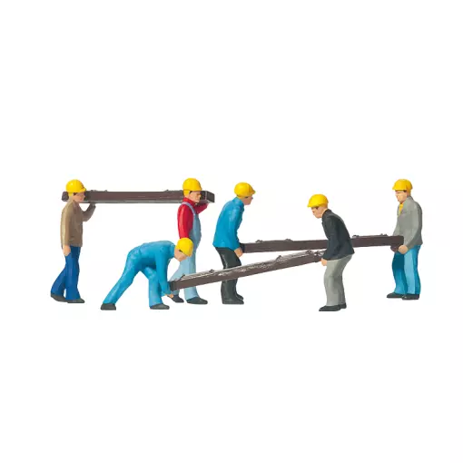 Pack de 6 Poseurs de traverses - Figurine - PREISER 10034 - Échelle HO : 1/87ème