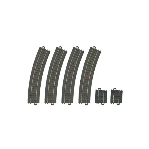 Lot de 6 éléments de rails courbes ballastés - MARKLIN 20999 - HO 1/87 - Code 83 - Voie C