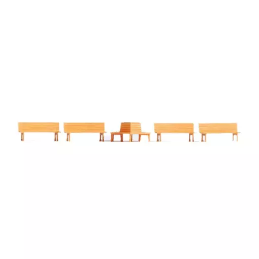 Set di 5 panchine di cui 1 esagonale NOCH 14851 - HO 1/87