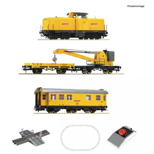 DC startset | BR 212 diesellocomotief & Roco kraantrein 5100002 DB-AG - HO 1/87 - Ep VI