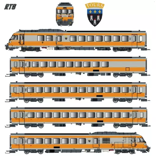 Rame RTG 5 éléments N°37 dépôt de Caen - EPM 221504AC - HO 1/87 - SNCF - Ep V - Analogique - 3R