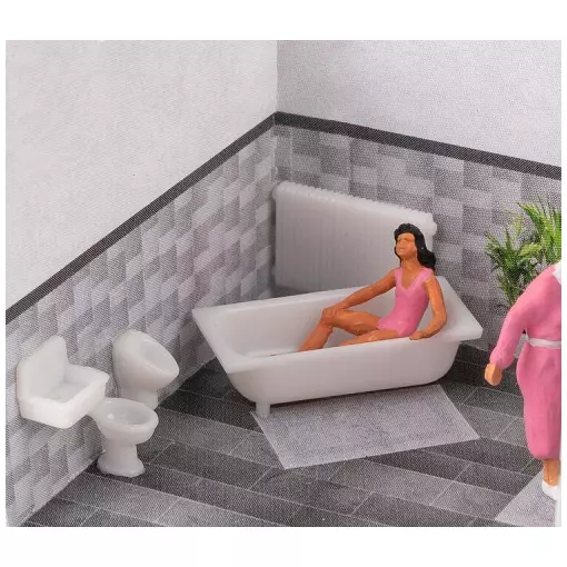 Faller grey ceramic bathroom set 180993 - HO: 1/87 - EP IV