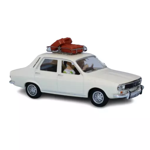 Renault 12 TL, avorio, portapacchi, 2 valigie, un conducente e un passeggero - Sai 1736 - HO 1/87