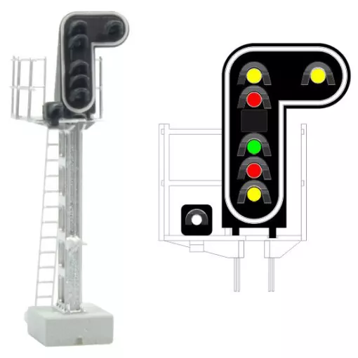 Signal 7 LED lights 2xYellow/Red/Green/Red/Yellow/White MAFEN 413209 SNCF - N