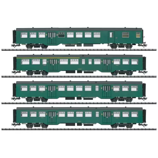 Set of 4 Trix 23221 Type M2 passenger coaches - HO 1/87 - SNCB - EP III