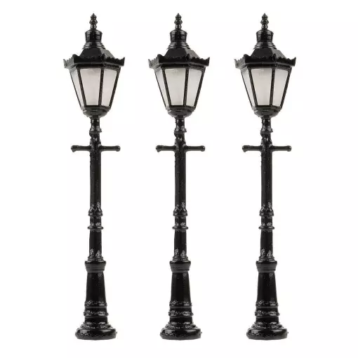 Set of 3 Faller LED Park Lanterns 272128 - N 1/160 - height 55 mm