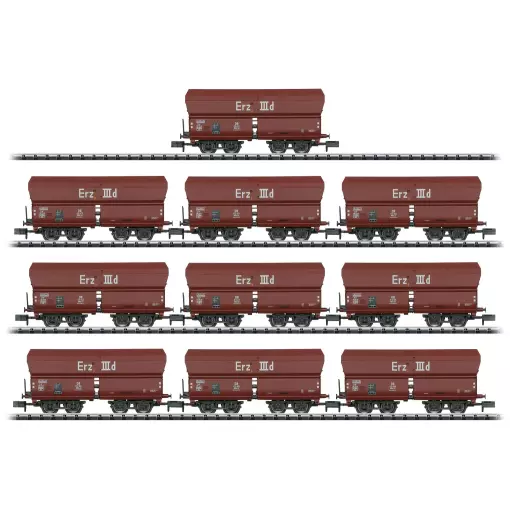 Set of 10 Erz IIId self-unloading wagons - N 1/160 - MINITRIX 15458