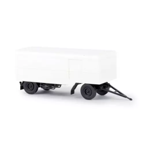 2-axle sheet metal trailer, white Brekina 55292 - HO: 1/87 - EP IV