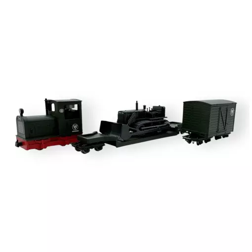 Set matériels roulants Minitrains 5096 - HOe 1/87 - locotracteur + wagons & bulldozer