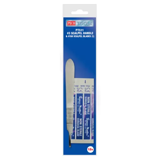 Manche de scalpel n° 3 et lames de scalpel 10A (5) - Peco PT511