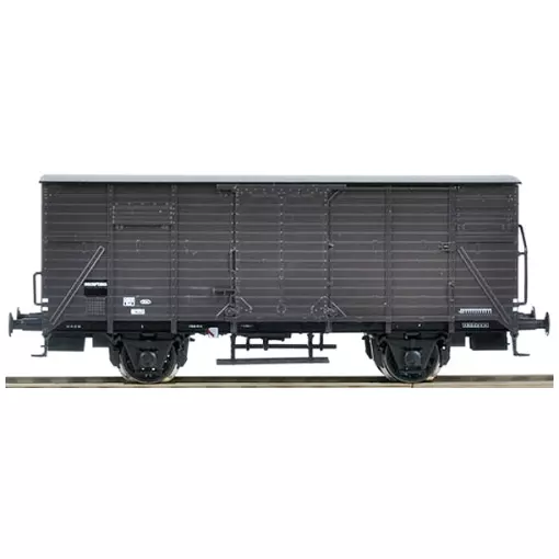 Bruine gesloten goederenwagen met draaistellen type G10