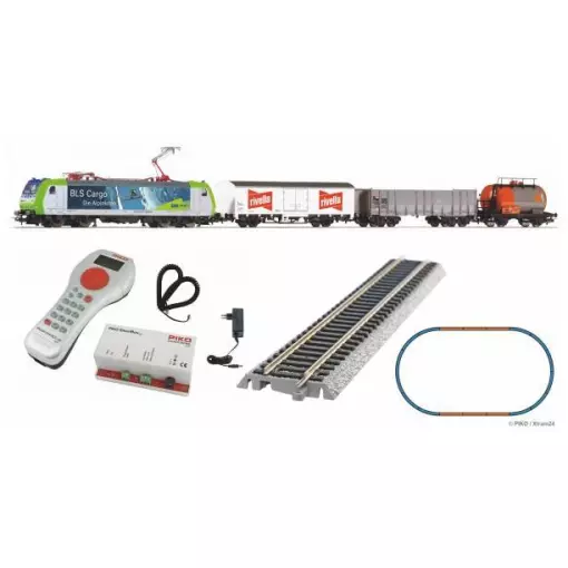 startset goederentrein Re 485 Piko 59028 - HO 1/87 - BLS - EP VI