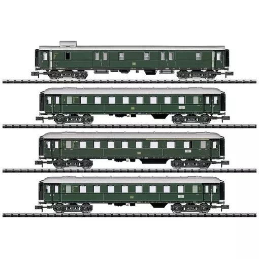 Set di 4 carrozze per treni espressi Trix 15015 - N: 1/160 - DB - EP III