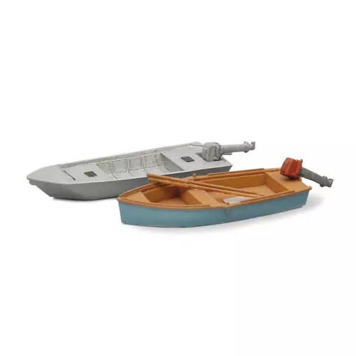 Set of 2 grey and blue boats - Artitec 387.10 - HO : 1/87