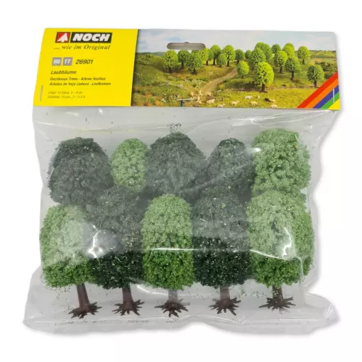 Pack of 10 leaf trees Noch 26901 - HO 1/87 - TT 1/120