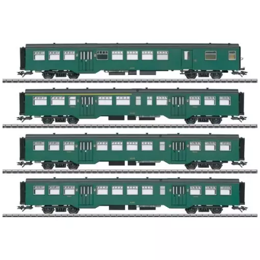 Set van 4 personenrijtuigen type M2 Marklin 43546 - HO 1/87 - NMBS - EP III