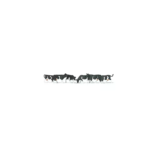 Set van 6 zwart gevlekte koeien PREISER 79228 N 1/160