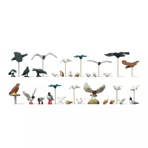 Ensemble d'oiseaux variés Preiser 10169 - HO 1:87