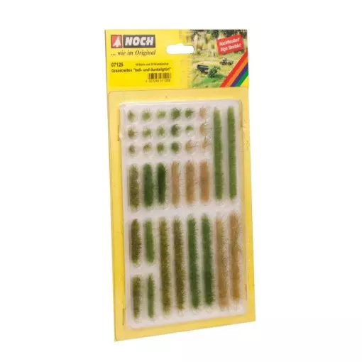 Bandes et touffes d'herbe nuances de vert NOCH 07125 - Toutes échelles - 6 mm