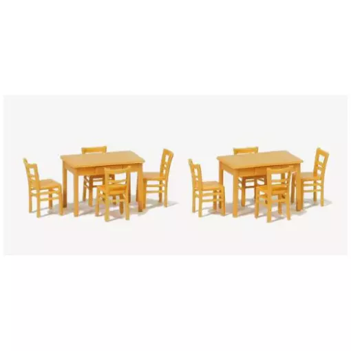 Set di 2 tavoli e 8 sedie - Preiser 17218 - HO 1/87