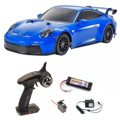 Porsche 911 GT3 (992) + Kit RTR Radio Racer 3S + Accu NiMH 1800mAh + Chargeur + Servo- TT02 - Tamiya 47496L - 1/10 