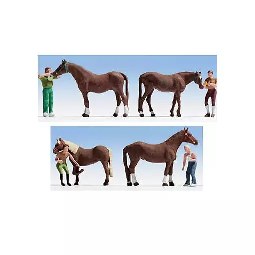 Cuidado de los caballos/ 4 caballos + 4 personajes