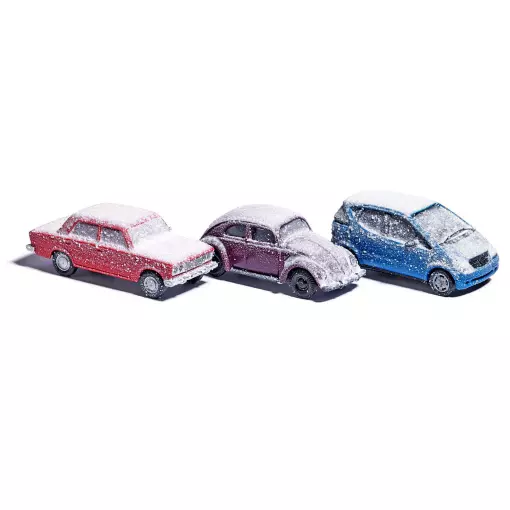  3 voitures sous la neige - BUSCH BU89010 - HO 1/87 