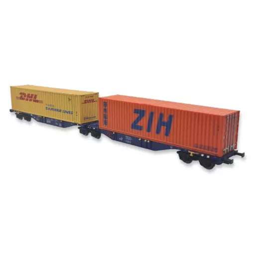 Waggon porte-conteneurs Sggmrss'90 Mehano 90663 - HO 1/87 - CBR - EP VI