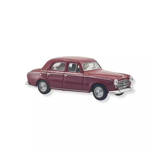 Coche Peugeot 403 en librea roja con 2 figuras SAI 1620 - HO : 1/87 -