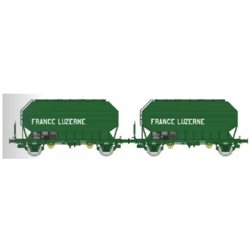 Coffret de 2 wagons céréaliers FRANGECO « FRANCE LUZERNE » - REE WB902 - SNCF - HO 1/87 - EP IV-V