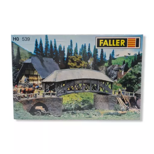 Vintage wooden bridge model Faller 539 - HO 1/87 - 370 x 83 x 45 mm