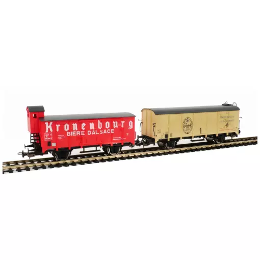 2 Vagones Cubiertos "Kronenbourg" y "Mutzig" - PIKO 97307 - HO 1/87 - SNCF - EP III - DC