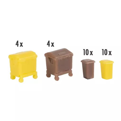 Set de poubelles marron et jaune - Faller 272926 - N 1/160