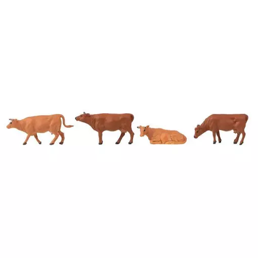 Lot de 4 figurines de vaches avec bruitage FALLER 180235 - HO 1/87