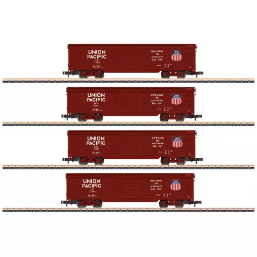 Set of 4 Marklin boxcars 82497 - Z 1/220 - Union Pacific - EP III