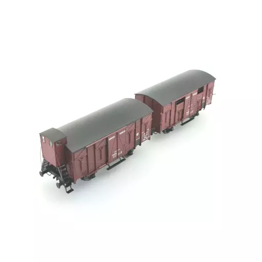 Set 2 wagons Couvert OCEM 19 REE Modèles WB685 - HO 1/87 - SNCF - EP II