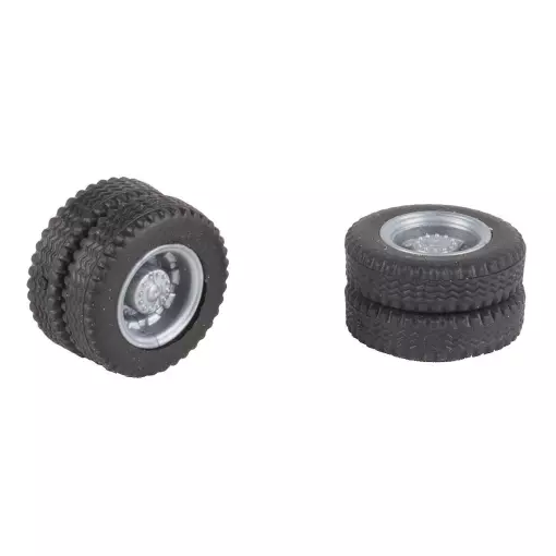 Lot de 2 roues complètes pour essieu arrière – Bus MB Citaro Car System - FALLER 163115 - HO 1/87