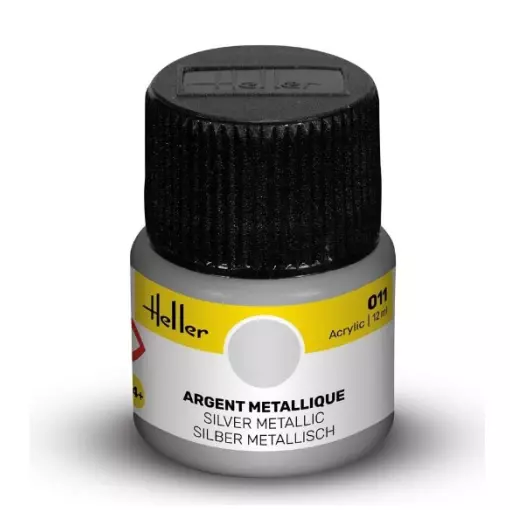 Peinture Acrylique 011 - Argent - Heller 9011 - 12ML