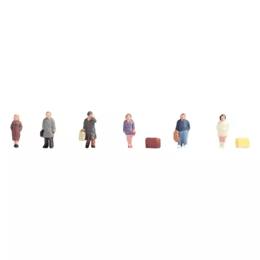Pack de 6 voyageurs avec valises NOCH 44201 - Z 1/220ème