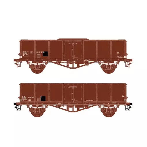 Set 2 wagons tombereaux "Ex-Villach" R37 HOP43005C SNCF - HO 1/87 - Ep IV