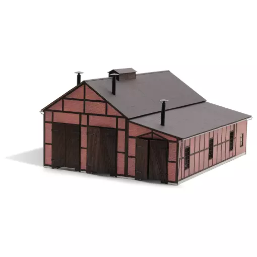 Hangar à locomotives - Busch 1956 - HO 1/87 - 312 x 255 x 160 mm